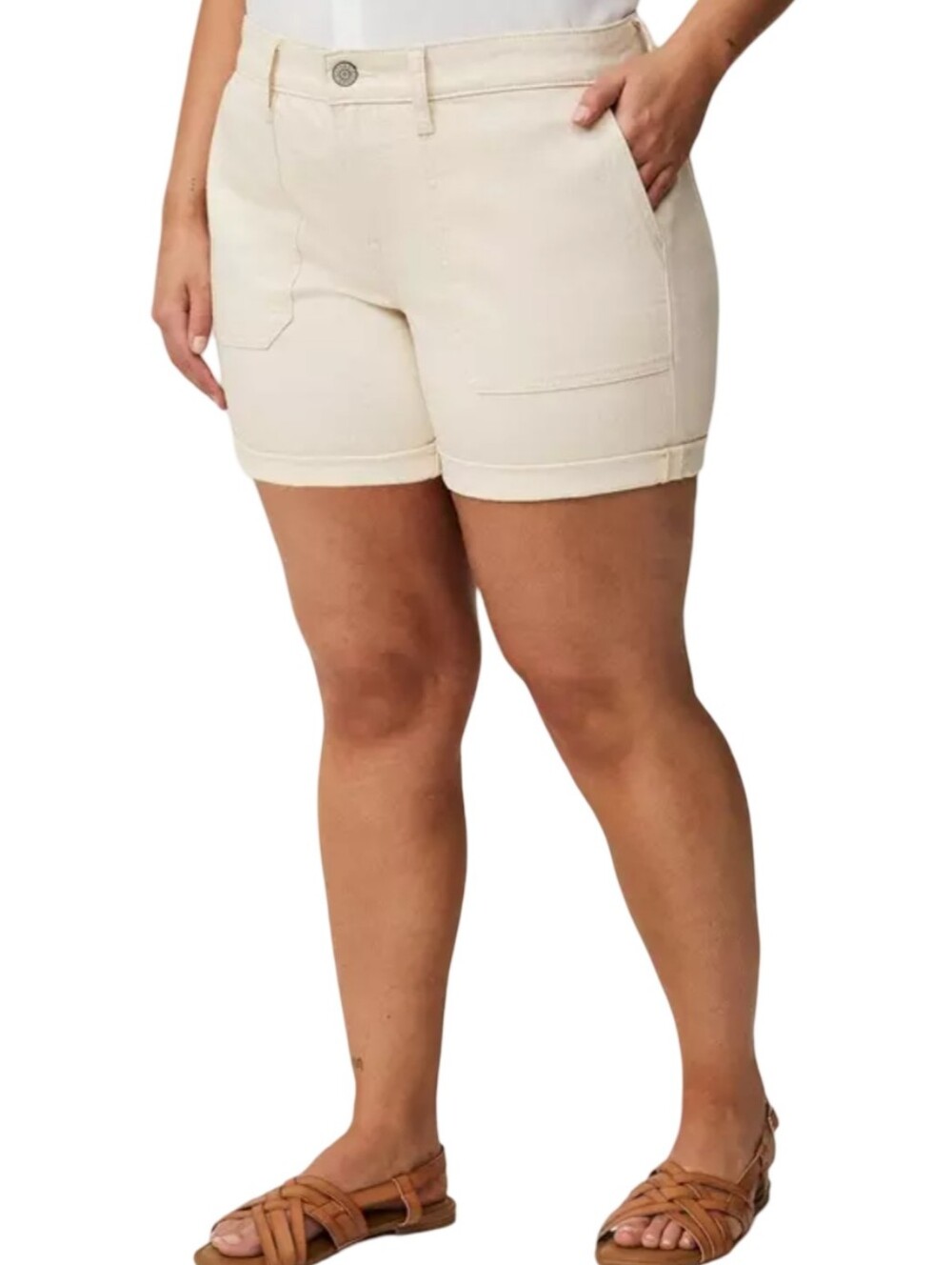 torrid Cream Utility Bermuda Shorts Perfect 5" Vintage Stretch Shorts Plus 18 Ne